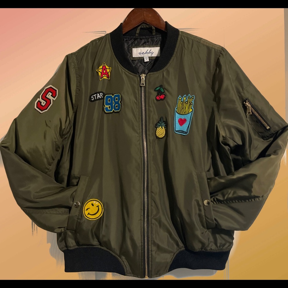 Green Patch Bomber Jacket - image 1